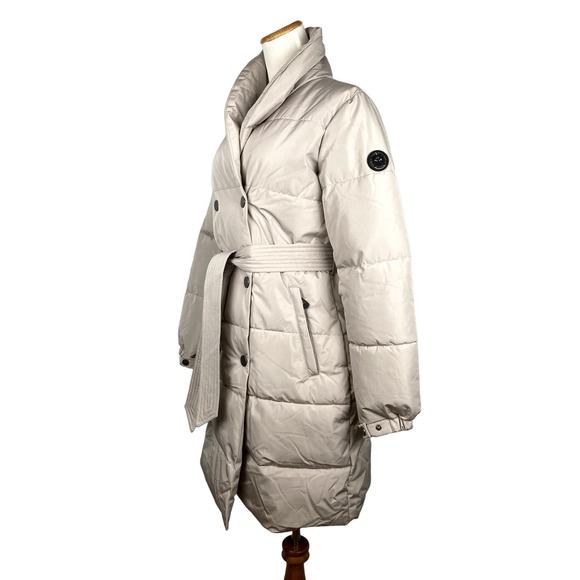 NWT Noize Harriet Mid-Length Belted Puffer Parka in Dark Oat Size XS - Picture 3 of 11